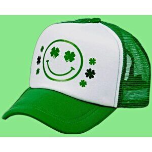 ST. PATRICK'S DAY Shamrock Face Hat Snapback Mesh Trucker Hat UNISEX NEW